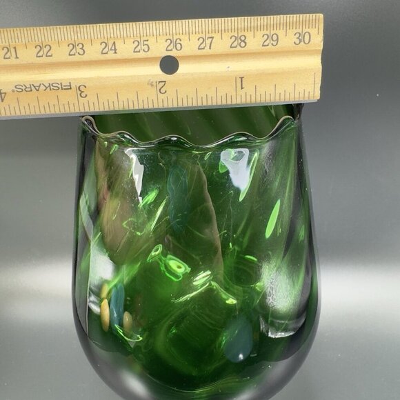 Italian Art Glass Tall Emerald Green Sniffer Candle Holder Votive Compote Italy - Picture 6 of 12